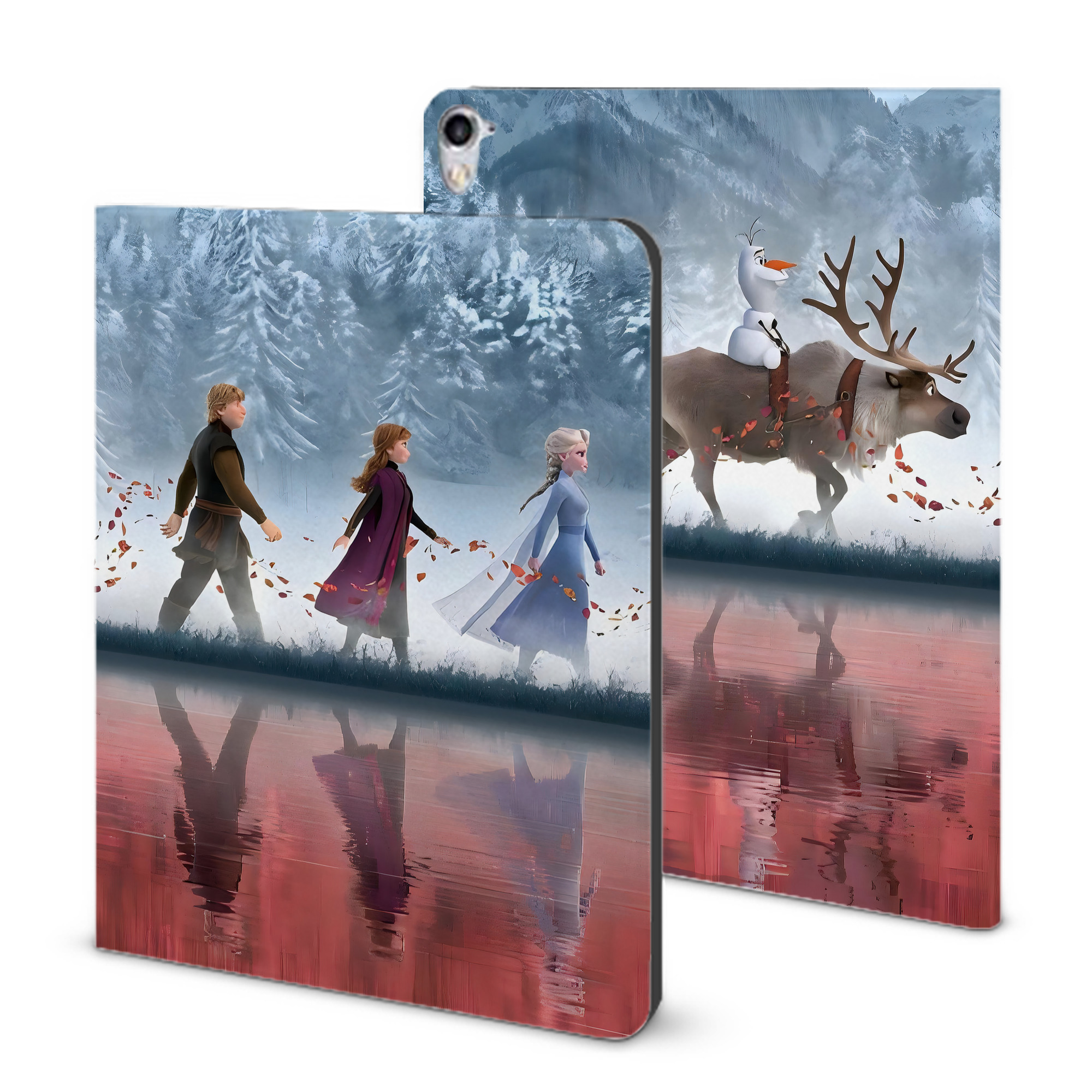 （画像用） アナと雪の女王 アンナ エルサ Frozen Anna Elsa IPad ケース ブック型 PUレザー TPU 耐衝撃 軽量 薄型 ペン収納なし 全面保護 IPad 各モデル対応